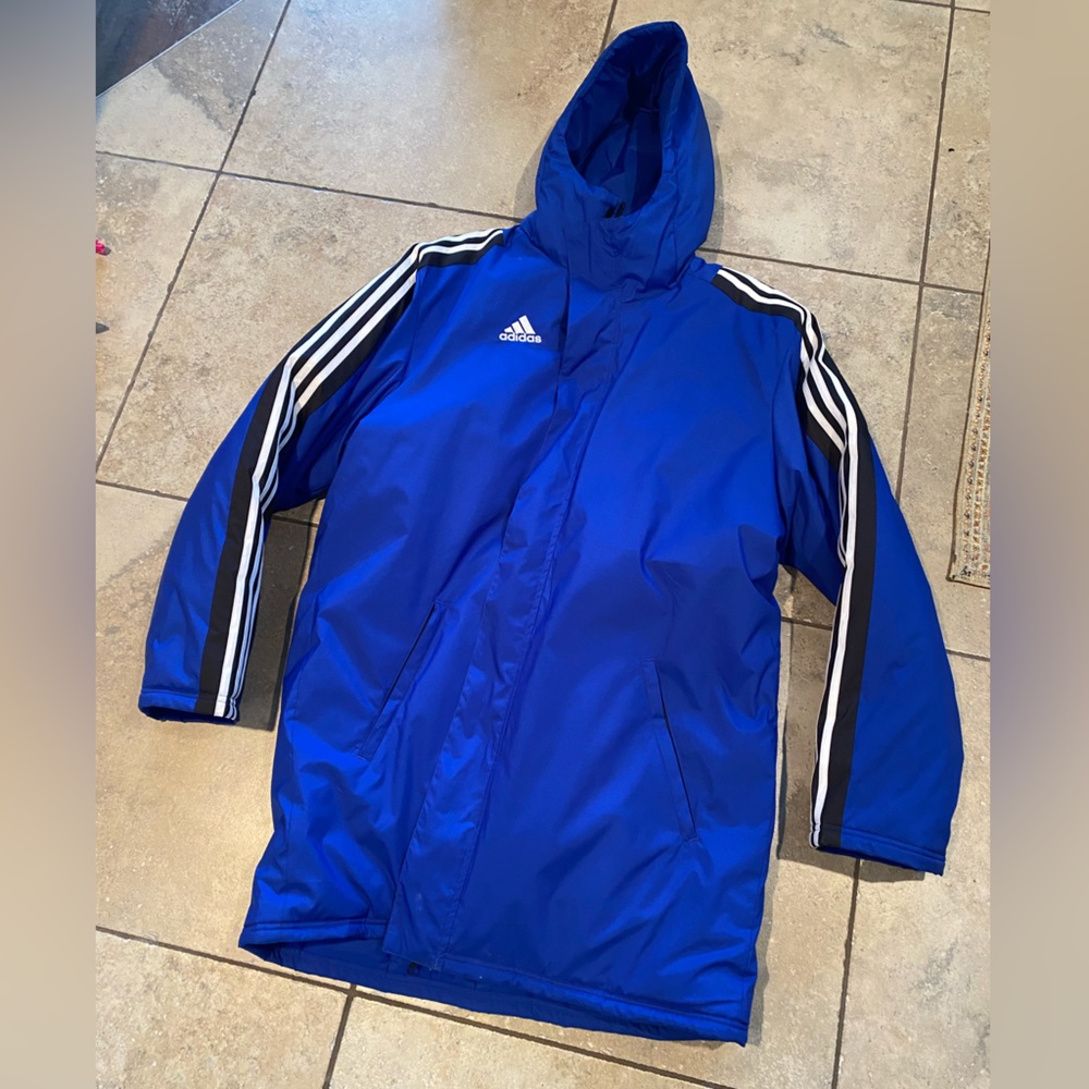 Adidas MT18 STD JKT Men’s L - new no tags Coaches stadium jacket - long cut